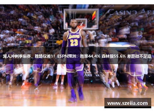 湖人冲刺季后赛，胜场仅差1！ESPN预测：胜率44.4% 森林狼55.6% 差距微不足道